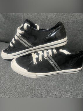 Coach Black & White Low-Top Signature Sneakers